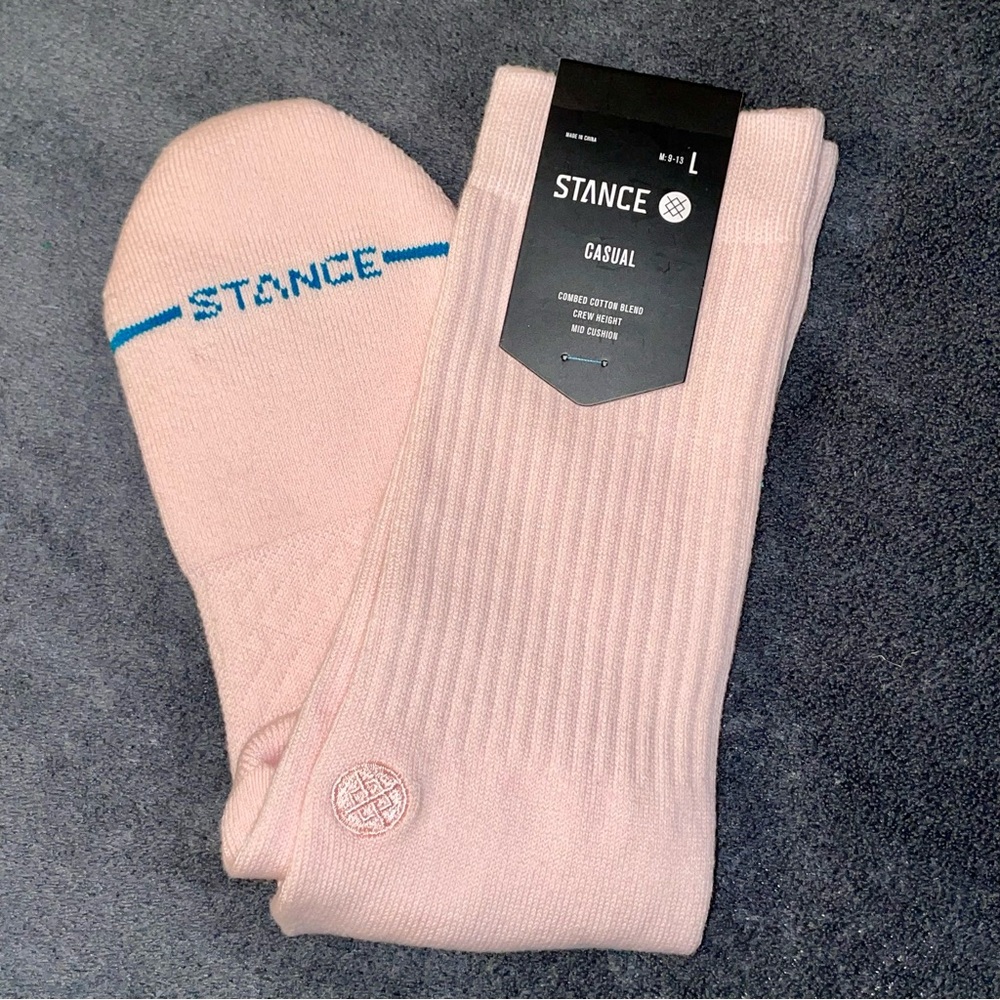 Stance Pink Casual Crew Socks Ribbed Texture